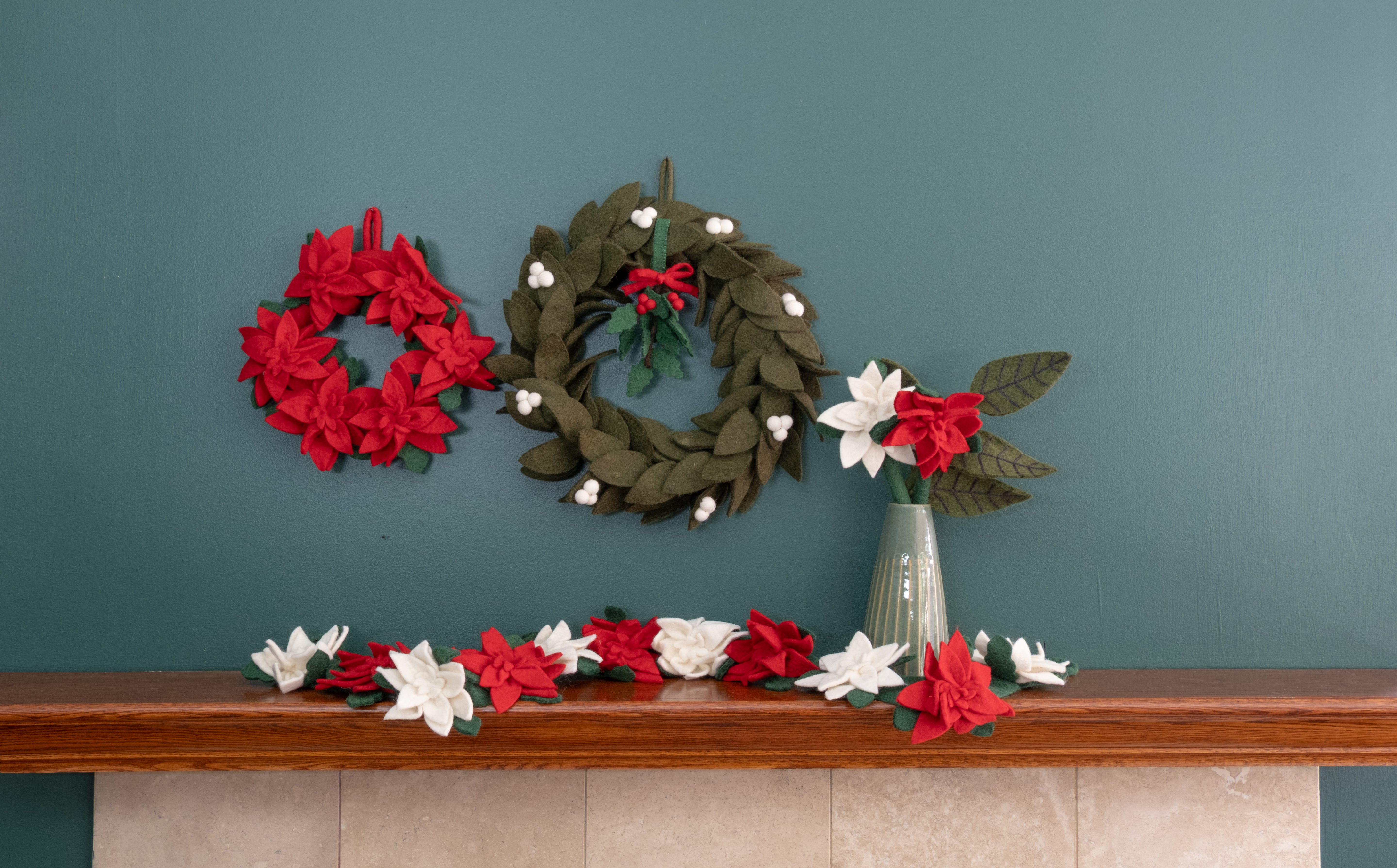 Felt Holly Ornament