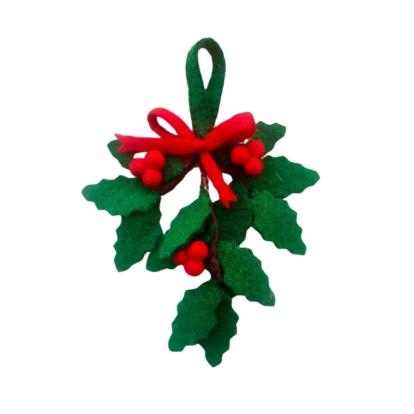 Felt Holly Ornament