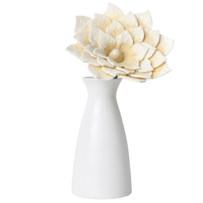 White Felt Lotus flower in vase - Fair Trade -Global Goods Partners
