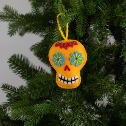 Embroidered Felt Sugar Skull Ornament