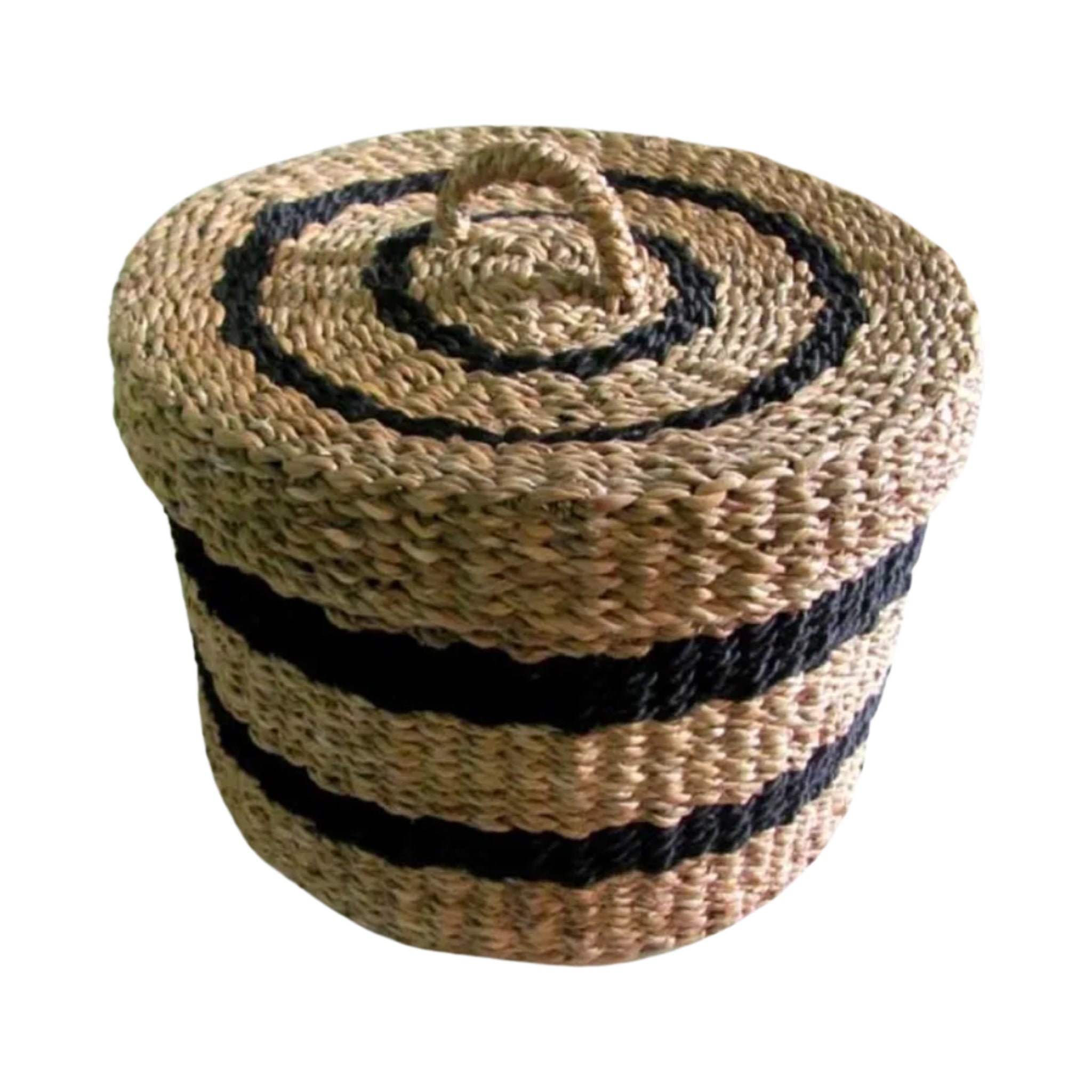 Striped Hogla Basket with Lid