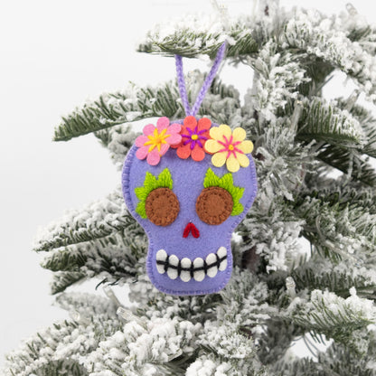 Embroidered Felt Sugar Skull Ornament