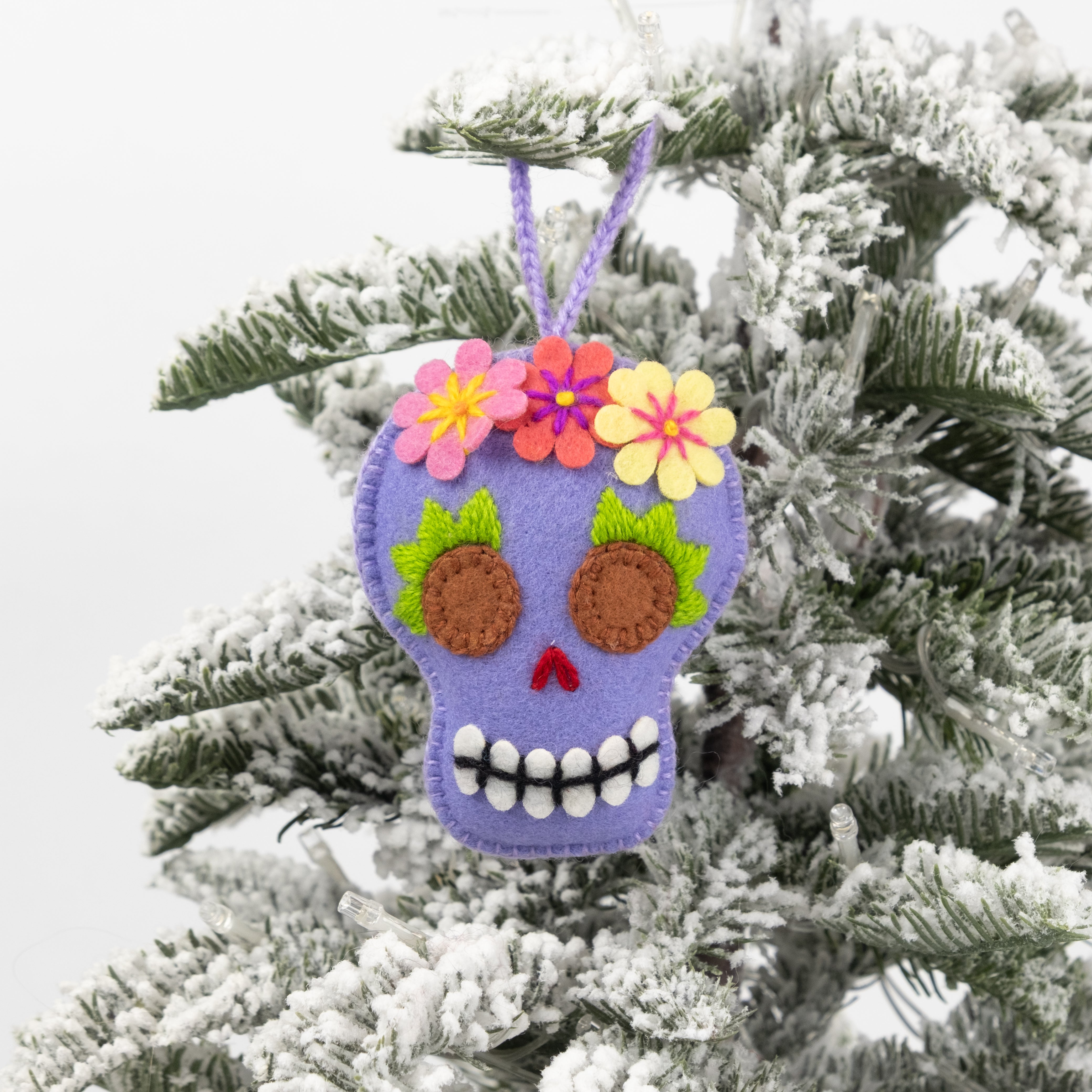 Embroidered Felt Sugar Skull Ornament