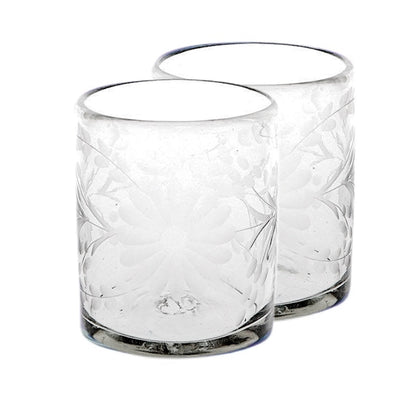 Clear Etched Glass Tumbler