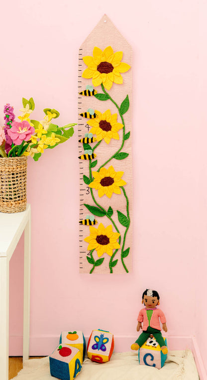 Felt Sunflower Growth Chart Growth Chart + Marker in Kids Nursery | Global Goods Partners