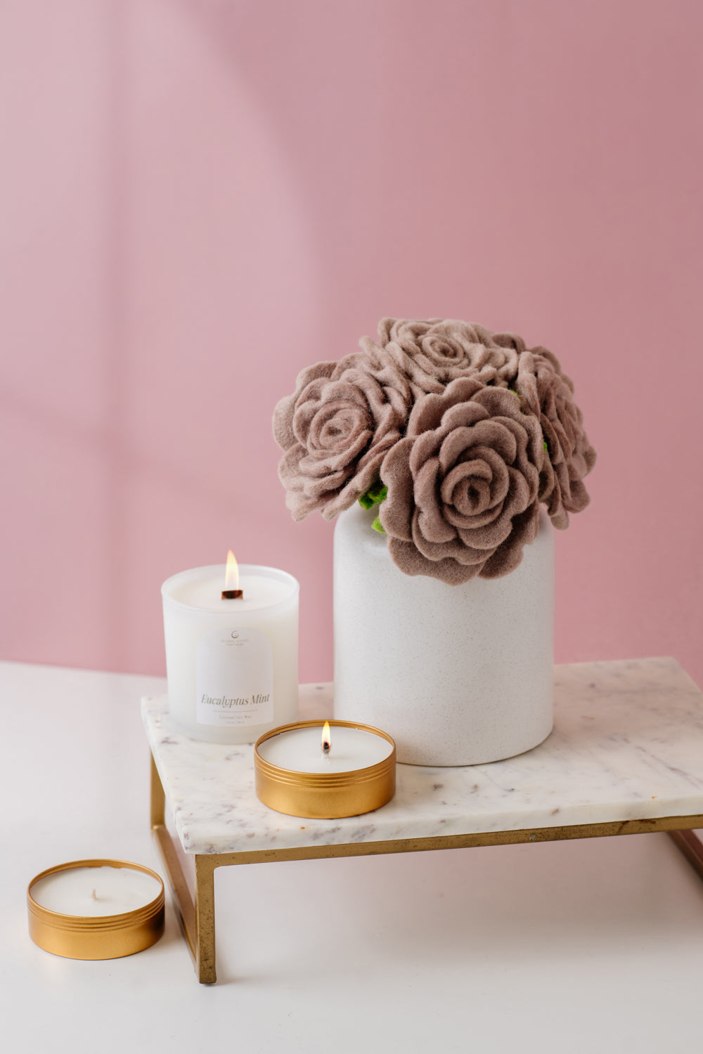 Felt Blooming Rose Light Stem