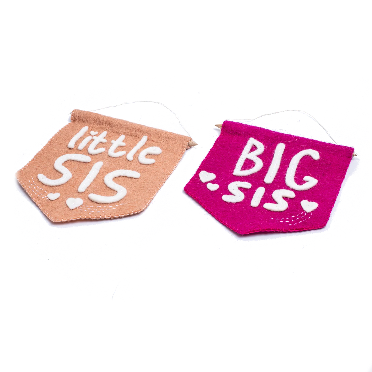 Felt Big Sis Banner Flag flat lay set of 2 