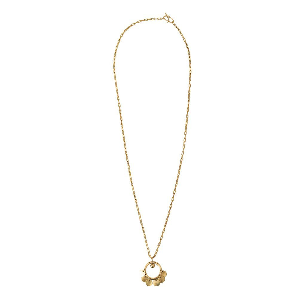 Brass Medallion Tassel Necklace