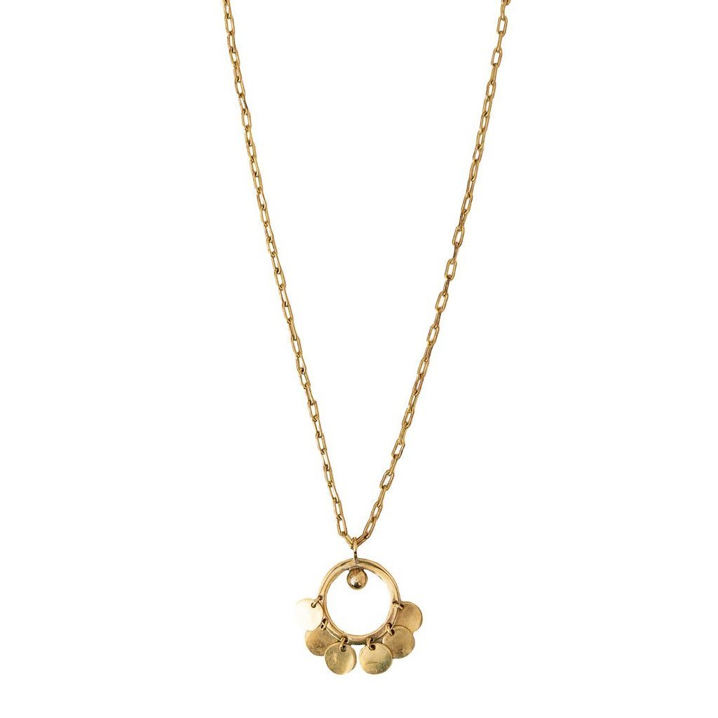 Brass Medallion Tassel Necklace