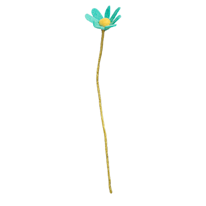 Felt flower with a long stem on a white background, handmade| Global Goods Partners