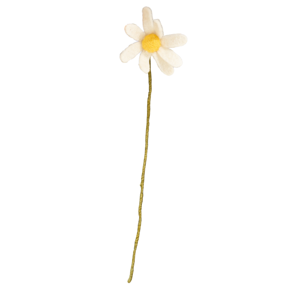 Single handmade artisan daisy flower on a white background | Global Goods Partners