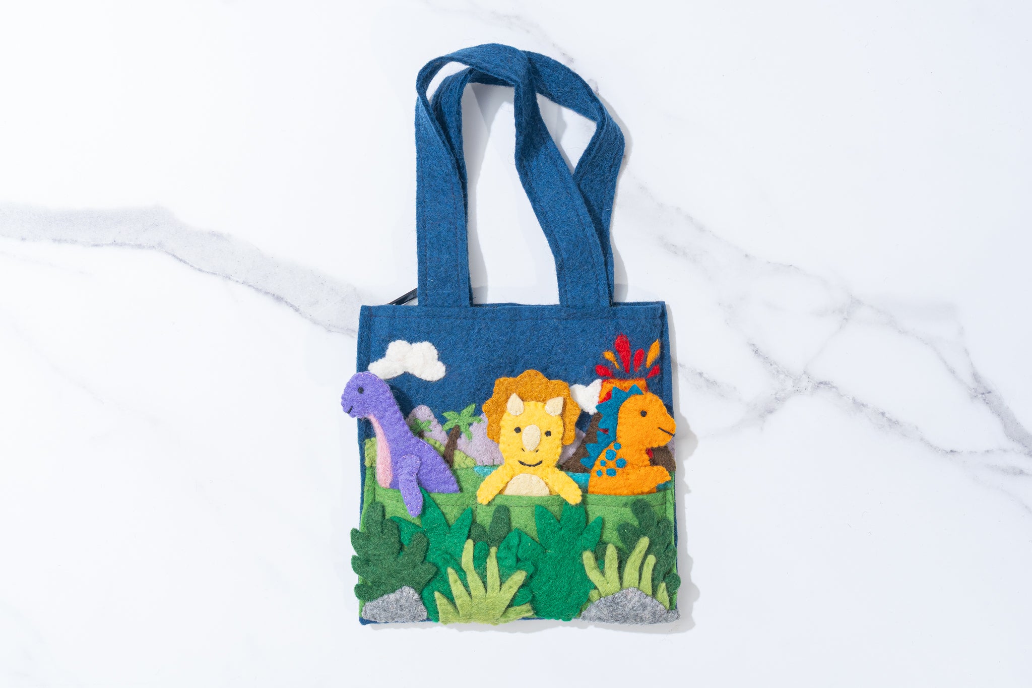 Fair trade felt children's tote bag with animal illustrations on a white background | Global Goods Partners