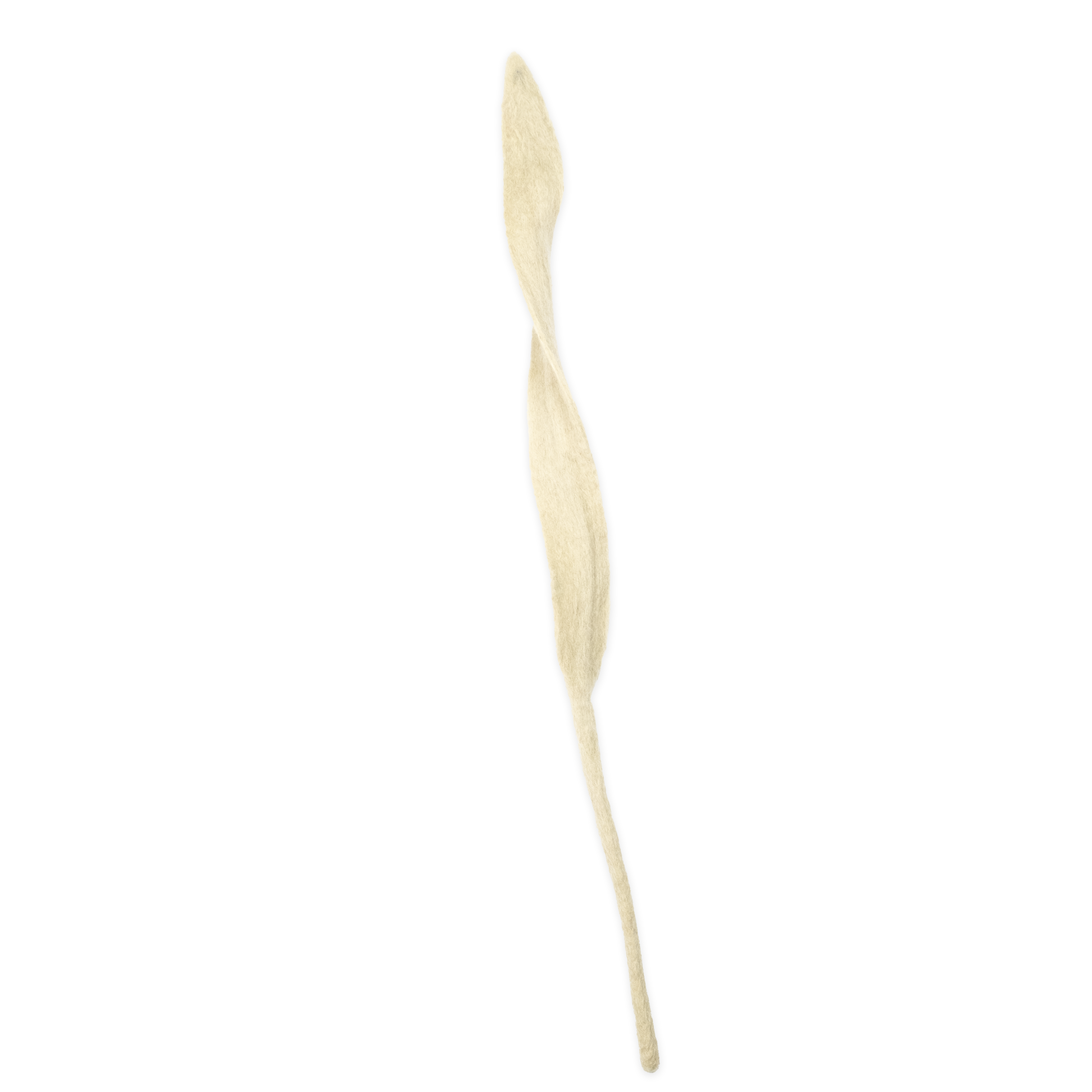 Single cream white felt leaf on a white background. Fair trade florals | Global Goods Partners