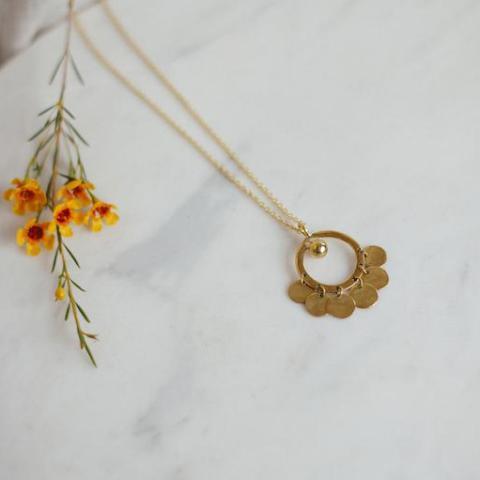 Brass Medallion Tassel Necklace