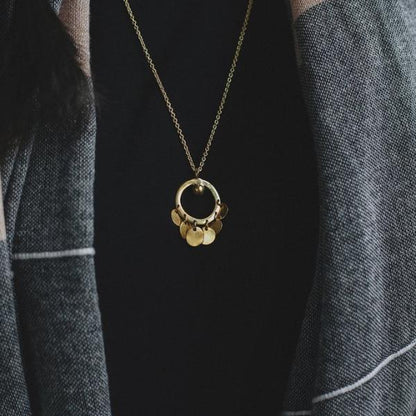 Brass Medallion Tassel Necklace