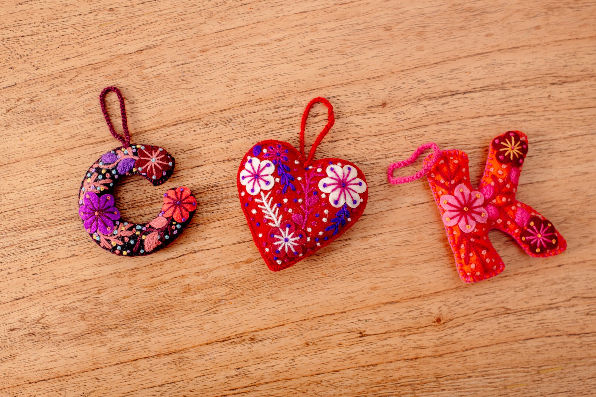 Embroidered Alphabet Ornaments