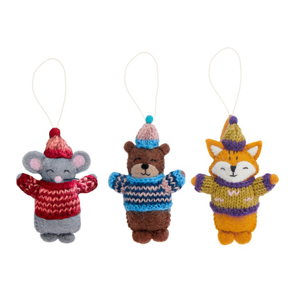 Felt Animals with Knit Sweater Ornaments