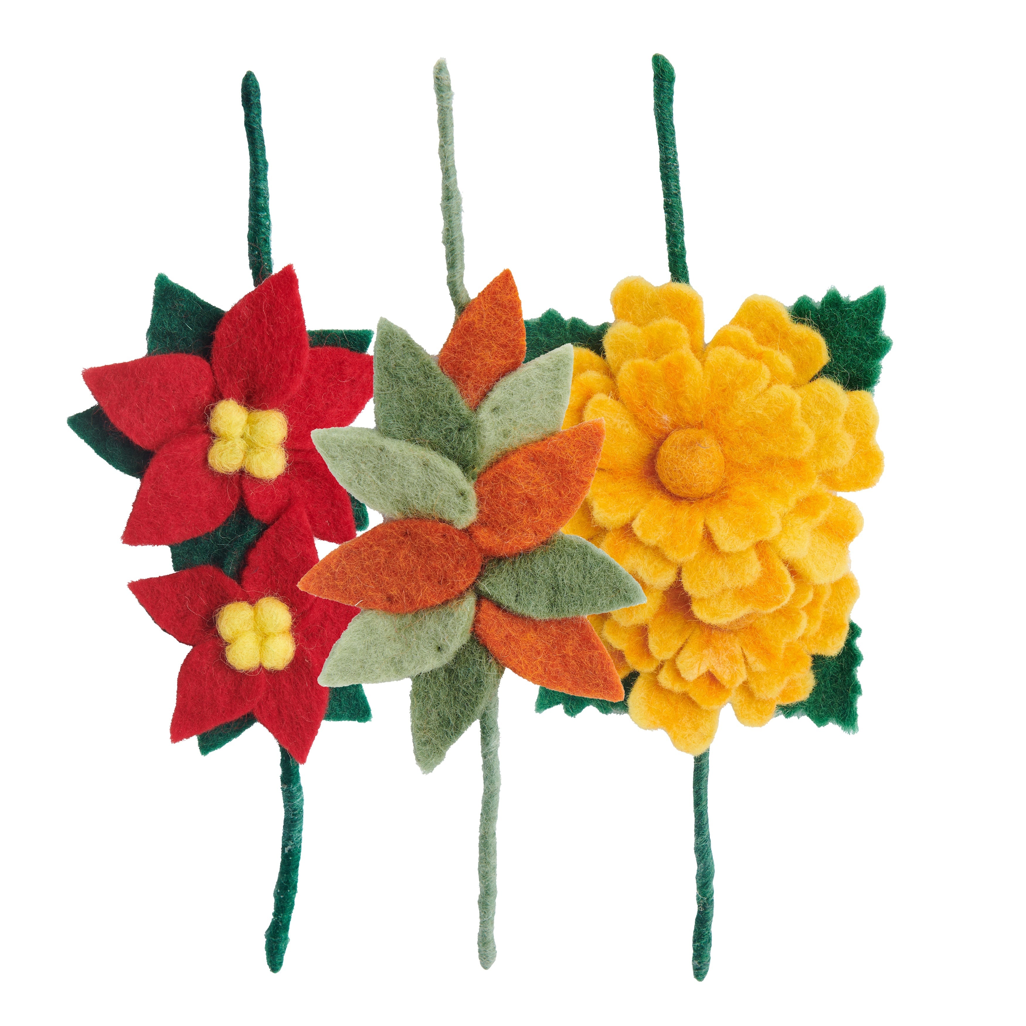 Felt Flower Wire Gift Wrap Marigold