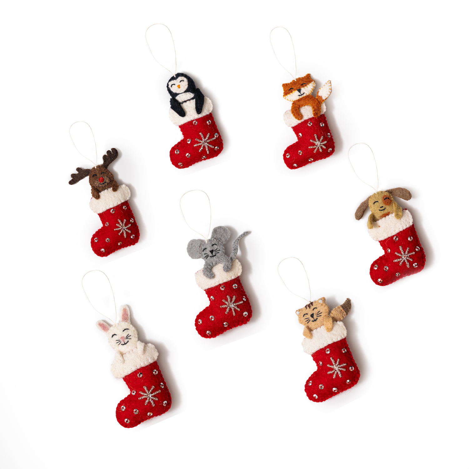 Felt Stocking Animal Ornaments