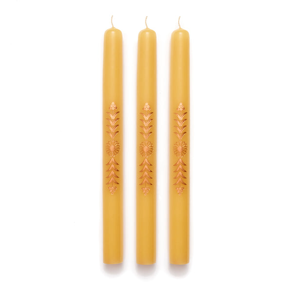 Floral Taper Candle, Set of Three