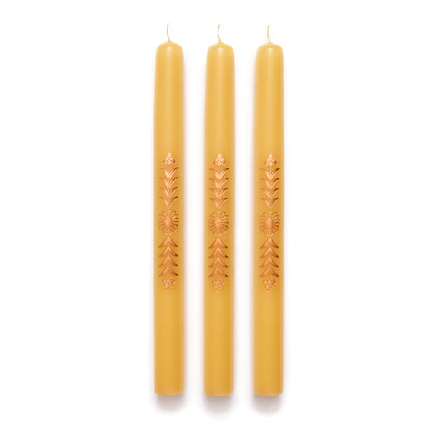 Bronze Floral Taper Candles, Set of Three