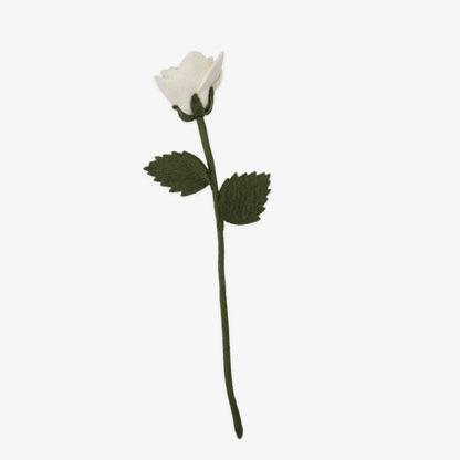 White rose with green leaves on a white background, fair trade and handmade | Global Goods Partners
