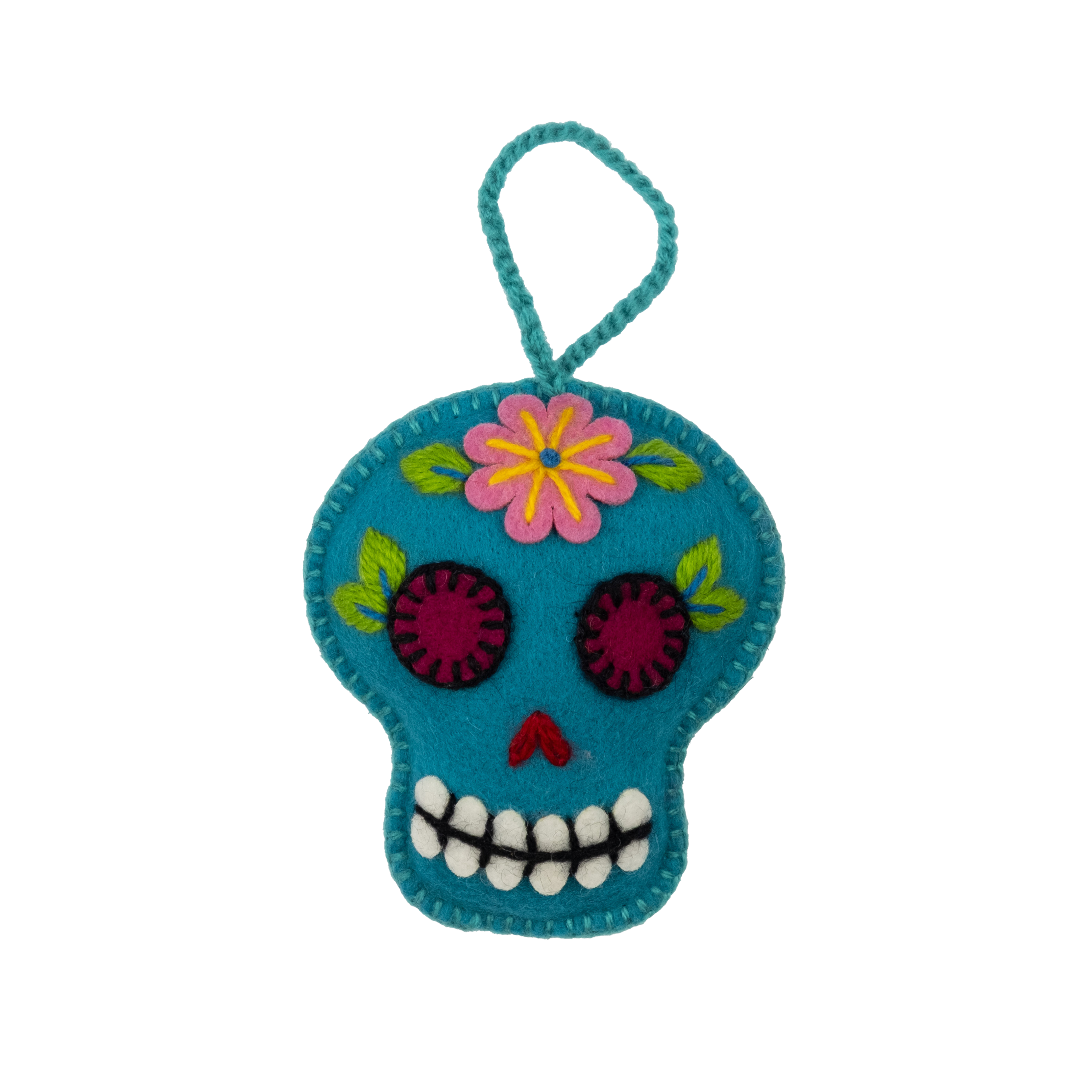 Embroidered Felt Sugar Skull Ornament