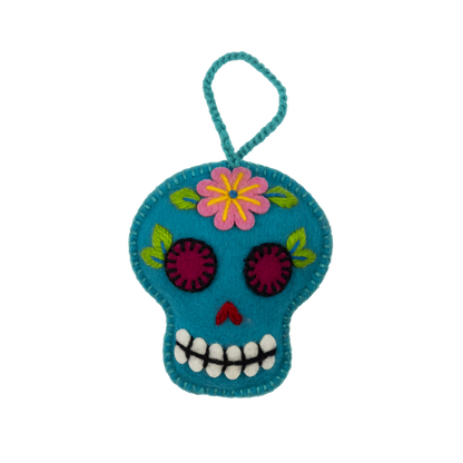 Embroidered Felt Sugar Skull Ornament