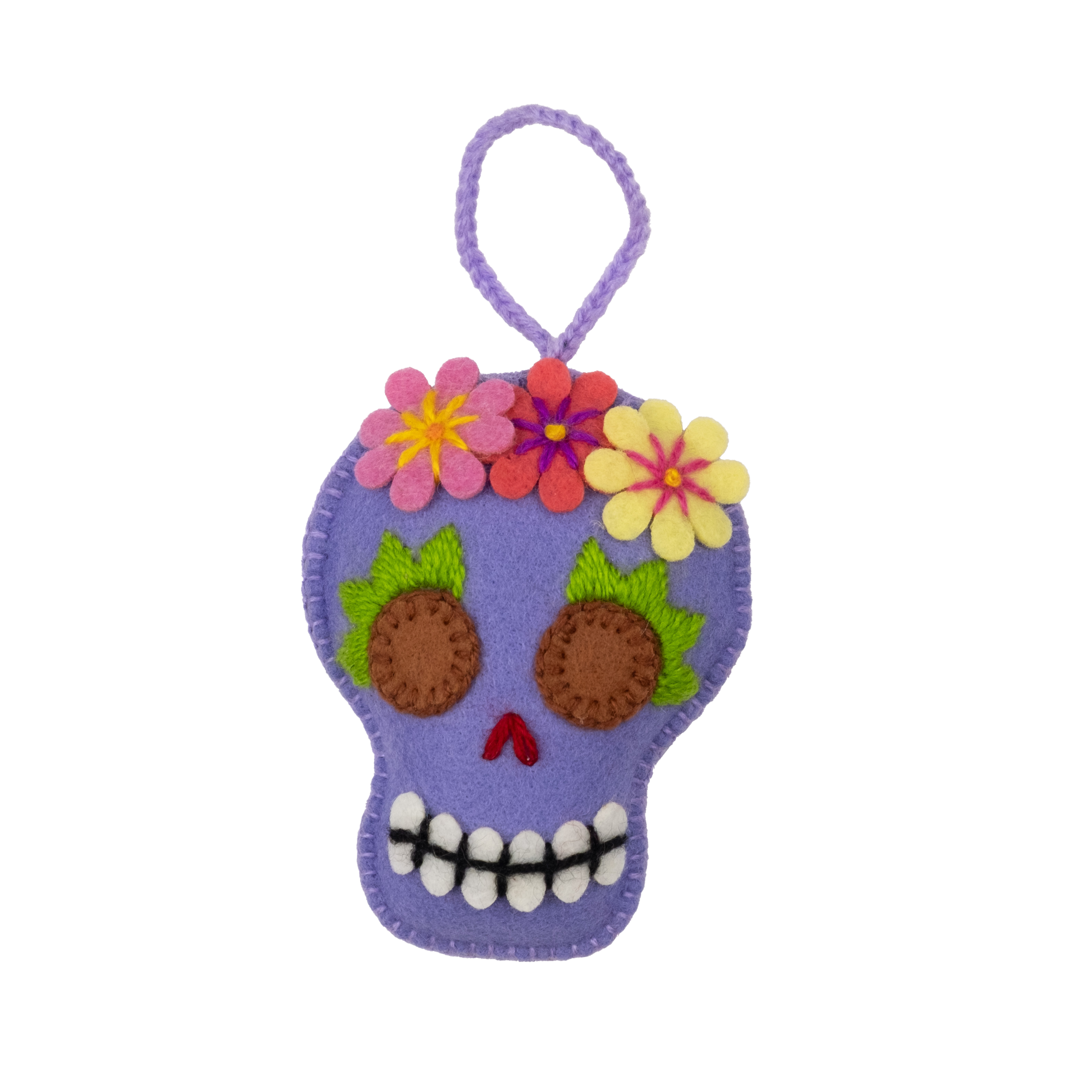 Embroidered Felt Sugar Skull Ornament