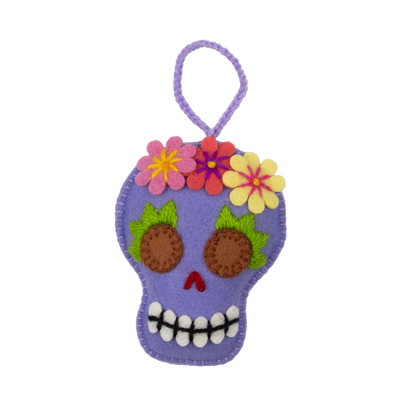 Embroidered Felt Sugar Skull Ornament