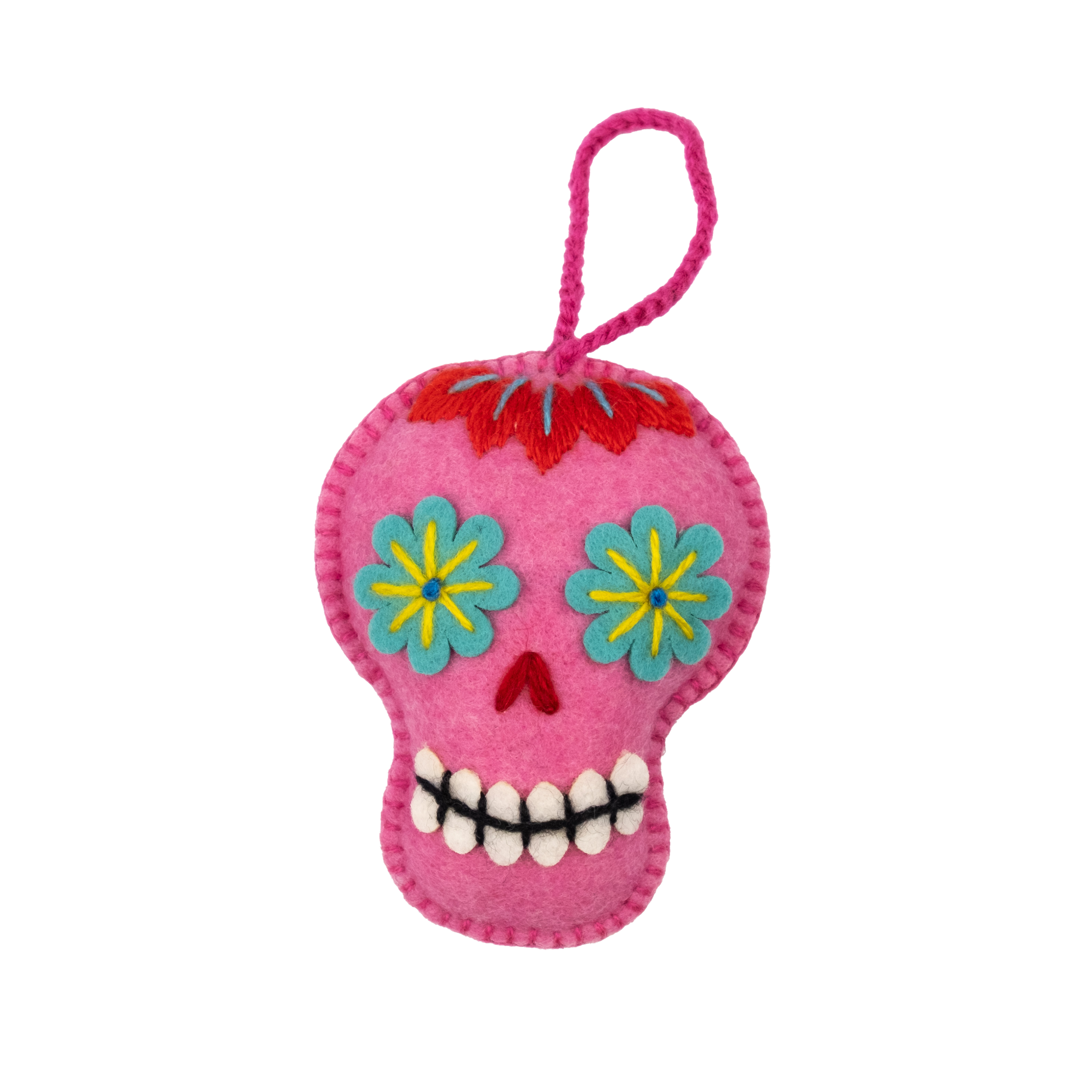 Embroidered Felt Sugar Skull Ornament