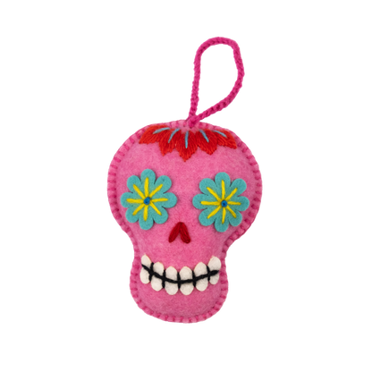 Embroidered Felt Sugar Skull Ornament