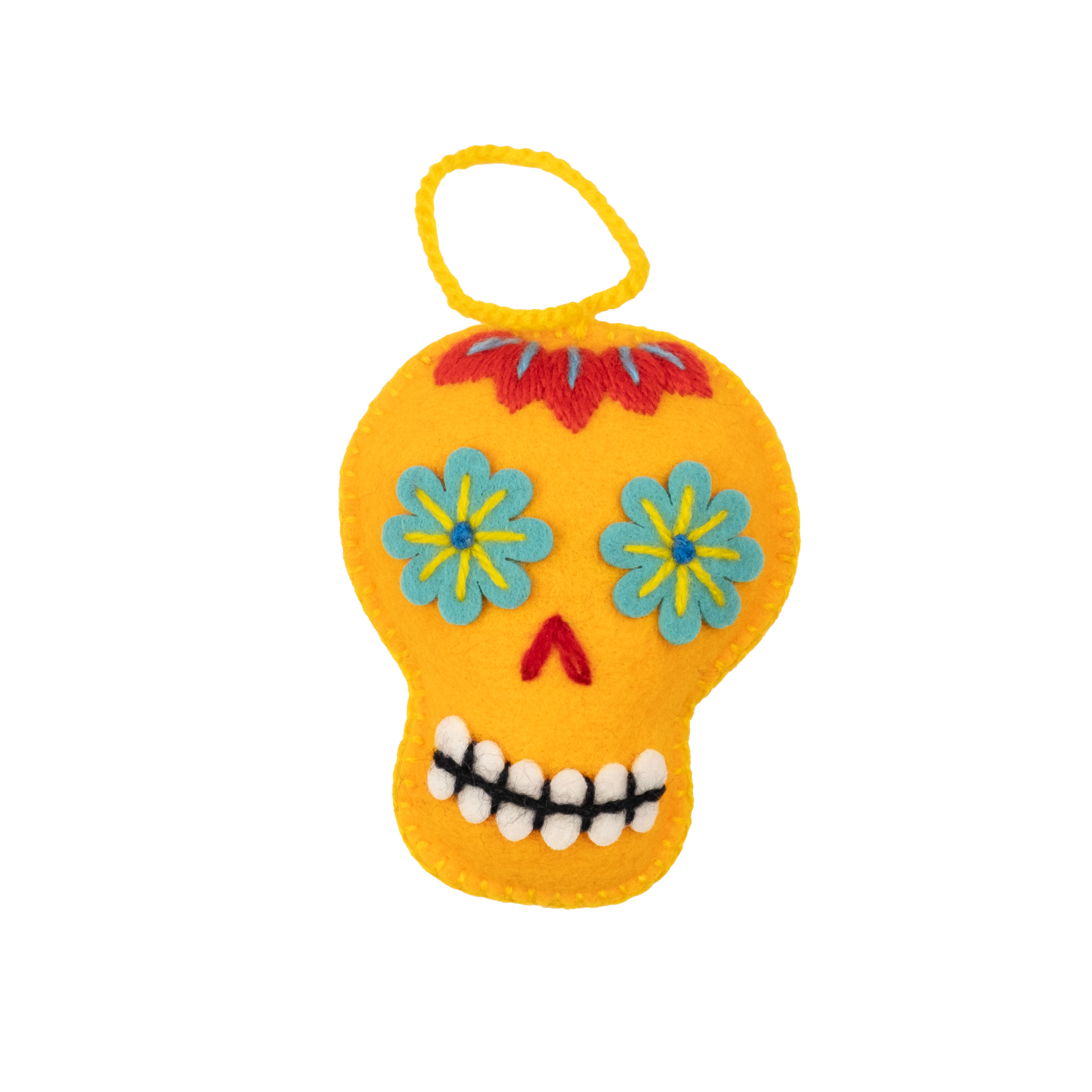 Embroidered Felt Sugar Skull Ornament