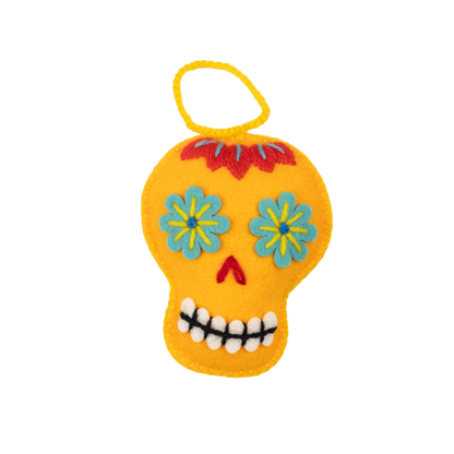 Embroidered Felt Sugar Skull Ornament