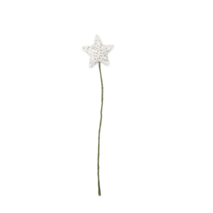 Handmade felt star-shaped decorative item on a stick with a white background | Global Goods Partners