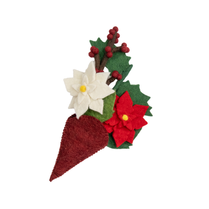 Mini Felt Hanging Bouquets Poinsettia