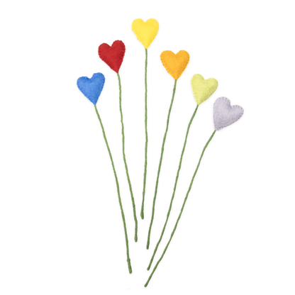 Rainbow Felt Heart Stems