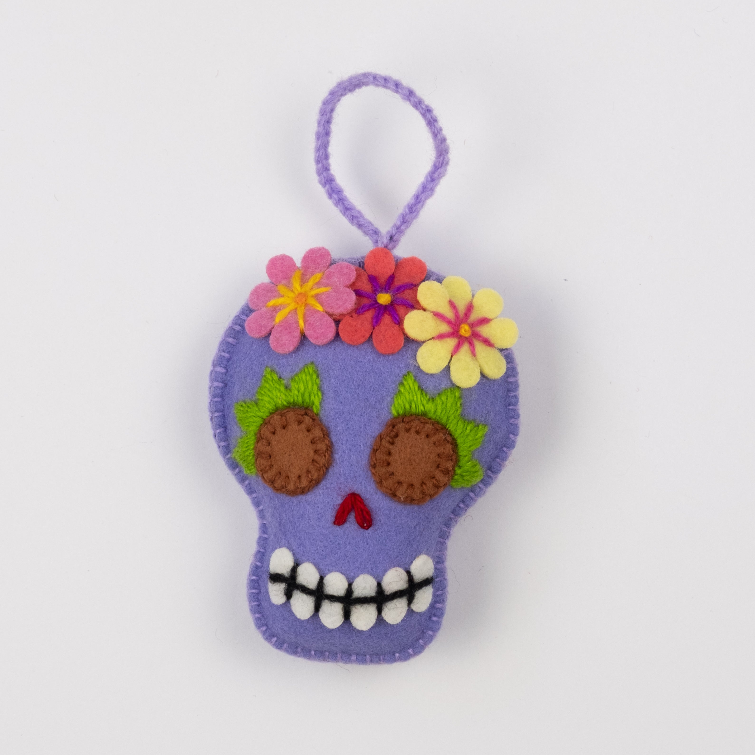 Embroidered Felt Sugar Skull Ornament