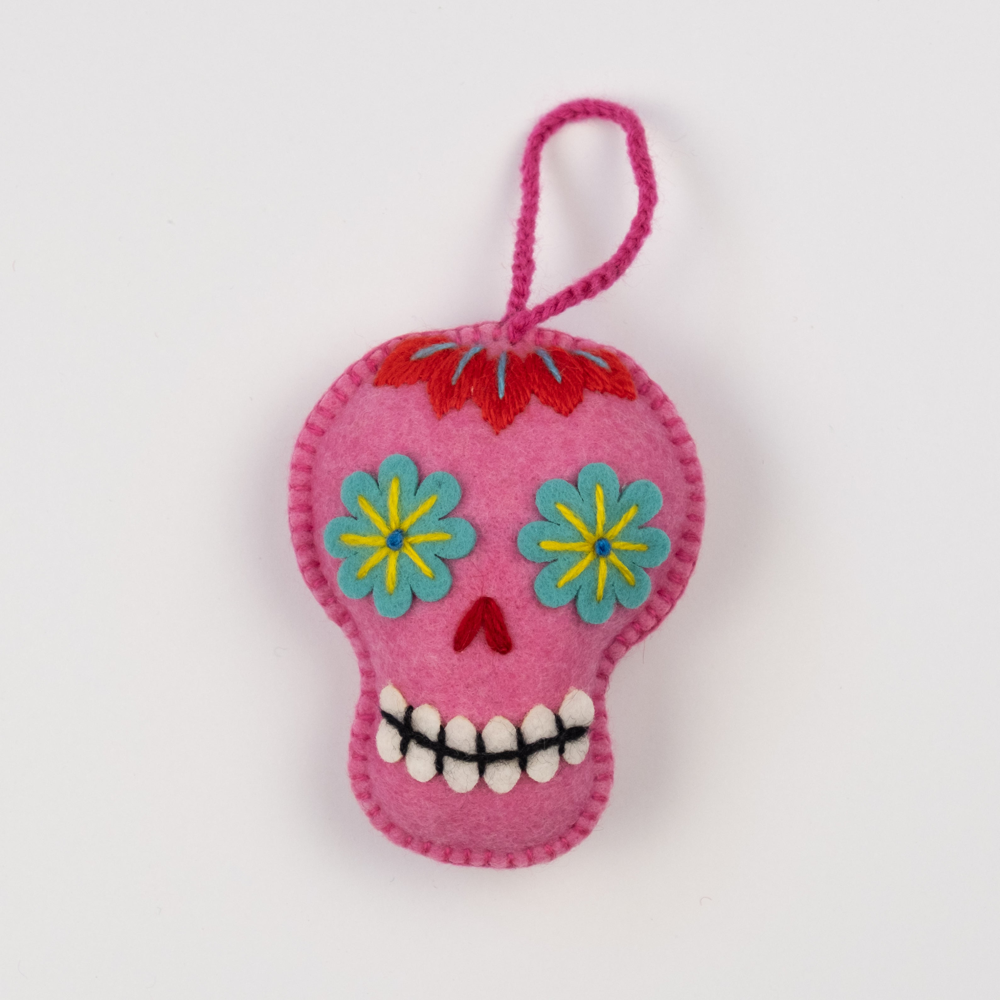 Embroidered Felt Sugar Skull Ornament