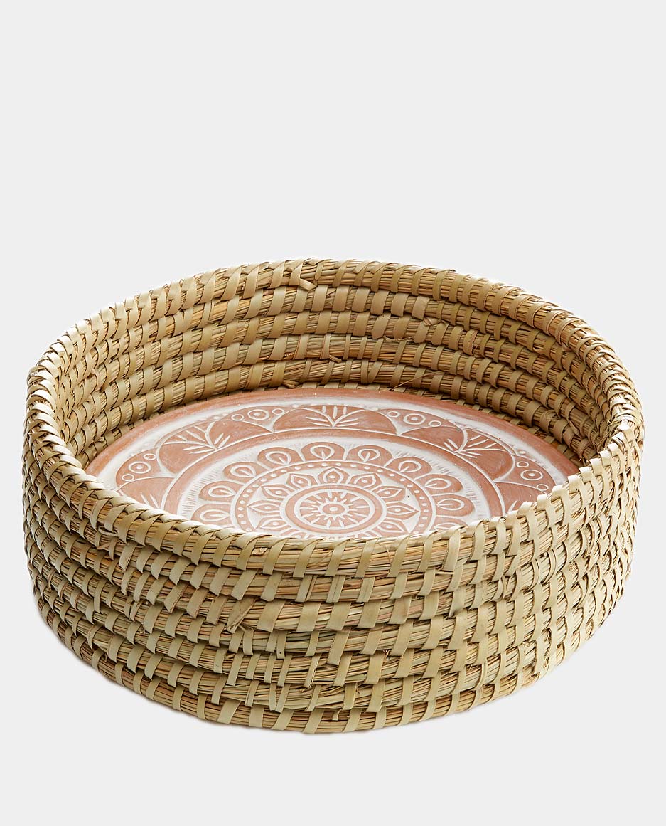 Bread Warmer Basket with Terracotta Stone