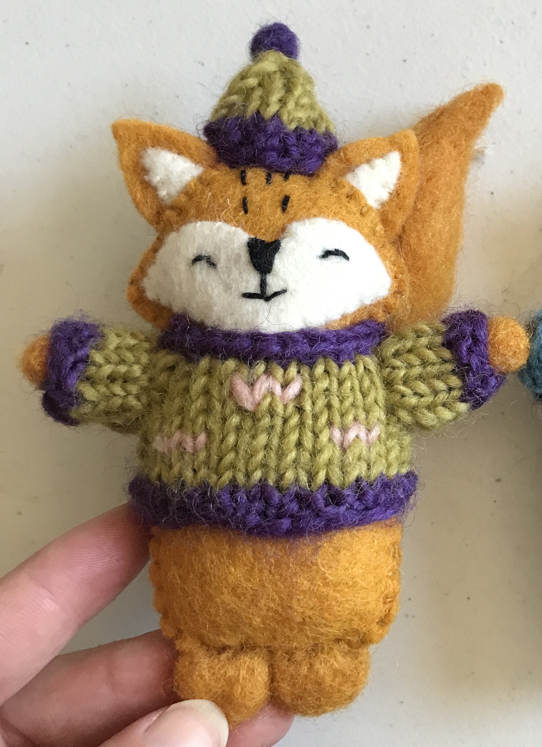 Felt Animals with Knit Sweater Ornaments