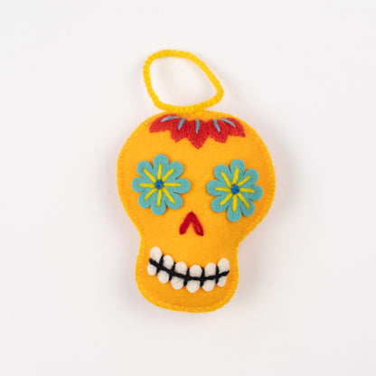 Embroidered Felt Sugar Skull Ornament