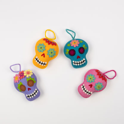 Embroidered Felt Sugar Skull Ornament