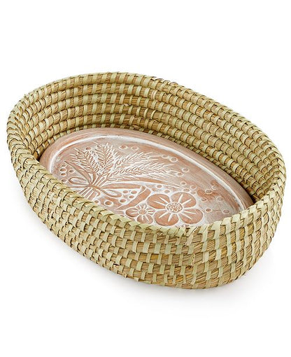 Bread Warmer Basket with Terracotta Stone