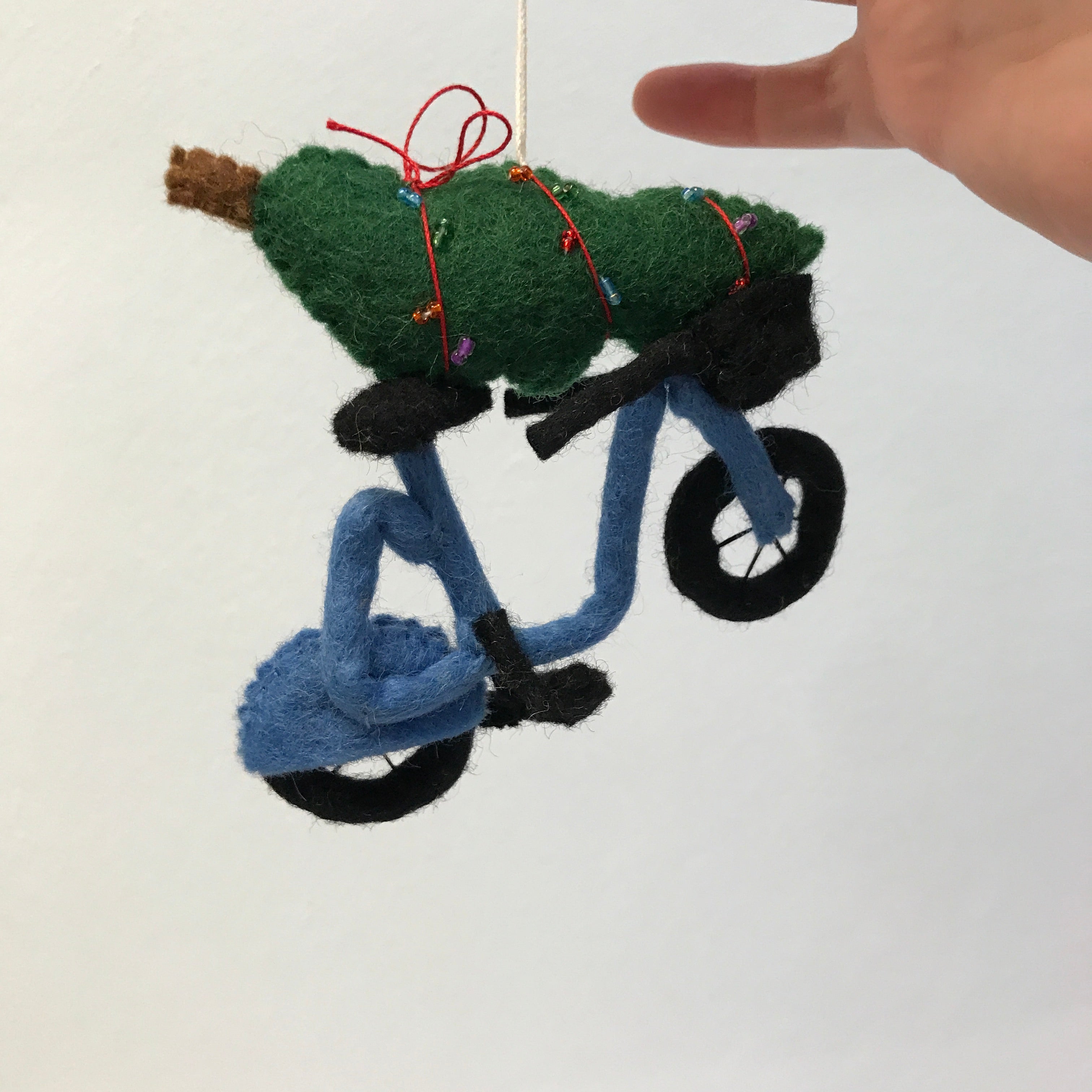 Felt Christmas Tree City Bike Ornament