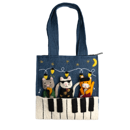 Felt Puppet Bag Jazz Cats theme for kids | Global Goods Partners