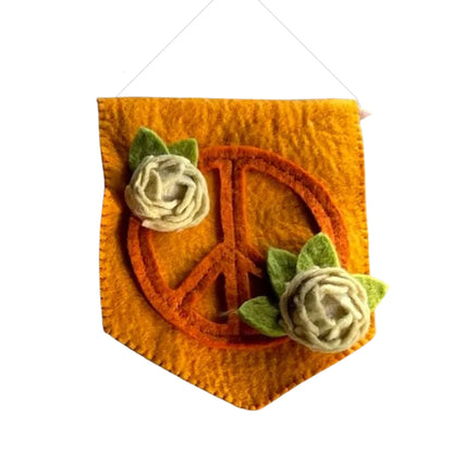 Felt Banner Flag Peace - Peony