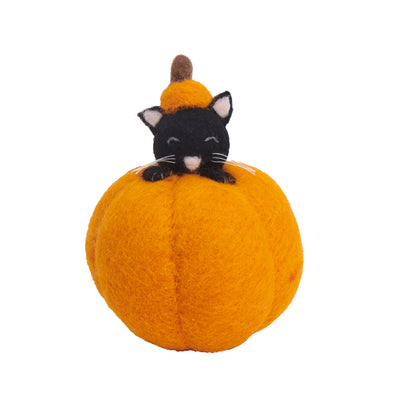 Felt Cat in Pumpkin Decor - Fair Trade - Global Goods Partners