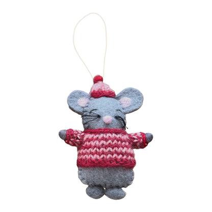 Felt Animals with Knit Sweater Ornaments