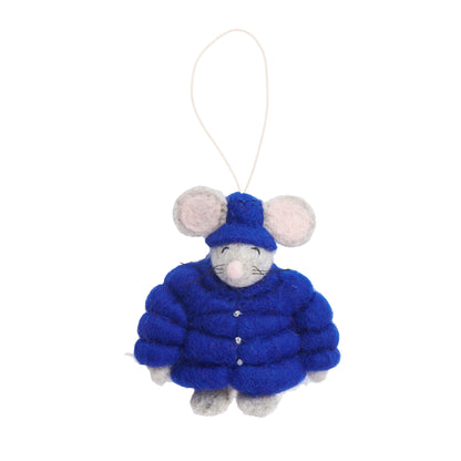 Felt Puffer Coat Mouse Ornament